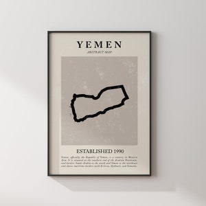 Abstrakte Jemen Karte Vintage Wand Kunst Druck Picasso + Matisse Inspiriert Reise Poster