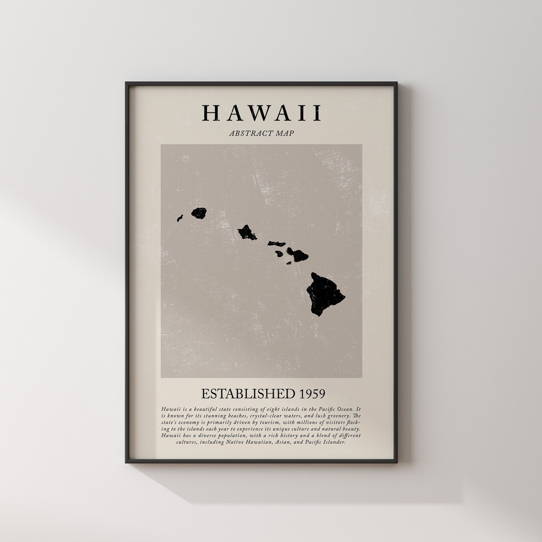 Hawaii Abstract Example Abstract Hawaii Map Vintage Wall Art Print US State | United States of ...