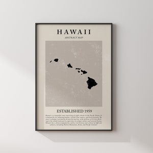 Mapa abstrato do Havaí, arte de parede vintage, impressão, estado dos EUA | Estados Unidos da América | pôster de viagem dos EUA