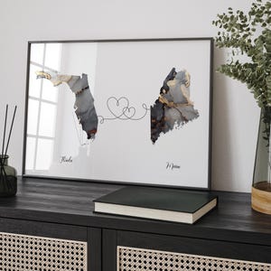 Kaart Florida en Maine zwart-gouden reiskunst aan de muur | Florida| Cadeau voor op reis verhuizen