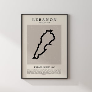 Libanon Karte Vintage Abstraktes Kunst Druck Picasso + Matisse Inspiriertes Reise Poster