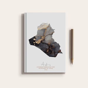 Carnet de carnet de voyage personnalisé en Irak, pays, carte de l'Irak, planificateur de carte personnalisé