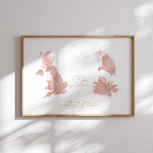 Großbritannien und Antigua und Barbuda Karte Pink & Gold Travel Wall Art Print | Vereinigtes Königreich | Reisen Umzug Geschenk