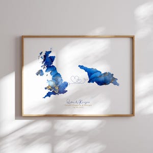 Großbritannien und Georgia Map Blue & Gold Travel Wall Art Print | Vereinigtes Königreich | Reisen Umzug Geschenk