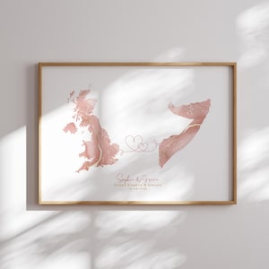 Großbritannien und Somalia Map Pink & Gold Travel Wall Art Print | Vereinigtes Königreich | Reisen Umzug Geschenk