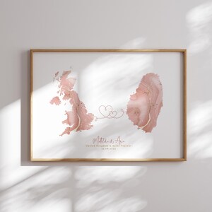 Großbritannien und St. Vincent Karte Pink & Gold Reise Wand Kunst Druck | Vereinigtes Königreich | Reisen Umzug Geschenk