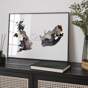 Großbritannien und Südafrika Karte Black & Gold Travel Wall Art Print | Vereinigtes Königreich | Großbritanien