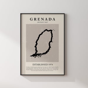 Grenada Karte Vintage abstraktes Wand-Kunstdruck Picasso + Matisse inspiriertes Reise-Plakat