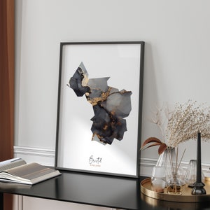 Bristol Map Schwarz & Gold Wand Kunst | England | Vereinigtes Königreich | Großbritannien