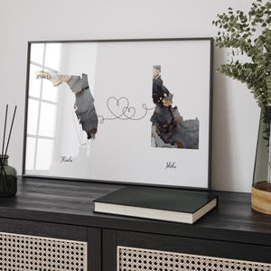 Kaart Florida en Idaho zwart-gouden reiskunst aan de muur | Florida| Cadeau voor op reis verhuizen