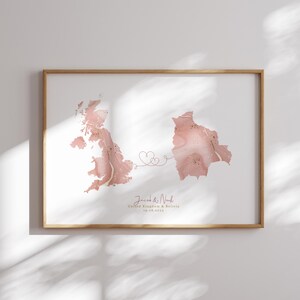 Großbritannien und Bolivien Map Pink & Gold Travel Wall Art Print | Vereinigtes Königreich | Reisen Umzug Geschenk