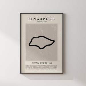 Abstrakte Singapur Karte Vintage Wand Kunst Druck Picasso + Matisse Inspiriert Reise Poster OE