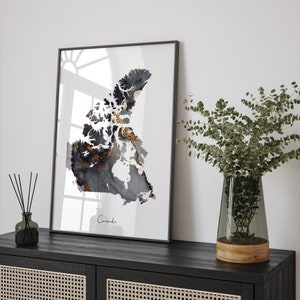 Kanada Map Black & Gold Wall Art Print [EV]