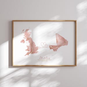 Großbritannien und Mali Karte Pink & Gold Reise Wand Kunst Druck | Vereinigtes Königreich | Reisen Umzug Geschenk