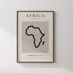 África Mapa Vintage Abstrato Arte de Parede Impressão Picasso + Matisse Inspirado Pôster de Viagem