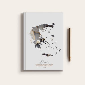 Griechenland Reisejournal Personalisiertes Reisetagebuch Notebook Land Griechenland Karte Benutzerdefinierte Karte Planer