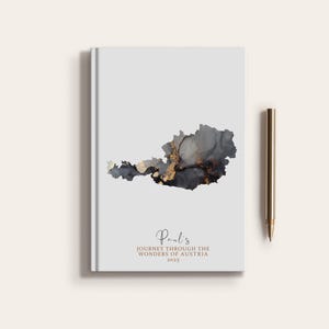 Carnet de carnet de voyage personnalisé en Autriche, pays de l'Autriche, planificateur de carte personnalisé