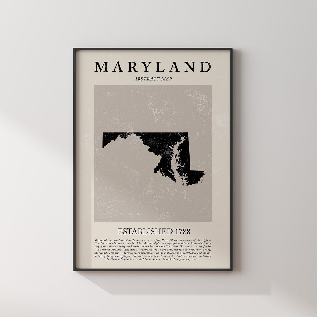 Abstract Maryland Map Vintage Wall Art Print US State | United States ...