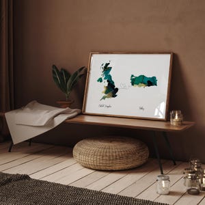 Großbritannien und Türkei Map Green & Gold Travel Wall Art Print | Vereinigtes Königreich | Reisen Umzug Geschenk