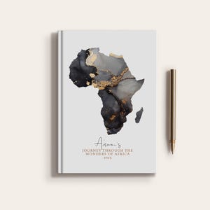 Diario de viaje de África Cuaderno de notas de viaje personalizado Mapa de países de África Planificador de mapas personalizado