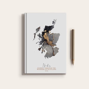 Carnet de carnet de voyage personnalisé en Écosse, carte du pays en Écosse, planificateur de carte personnalisé