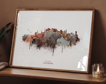 Preston Skyline Print | Wall Art Print | England | UK | United Kingdom | Travel Poster