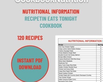 TONIGHT Cookbook Nutritional Information Including Calories for Recipes from RecipeTin Eats Nagi Maehashi