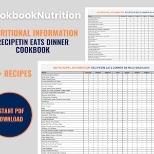 DINNER Cookbook Nutritional Information Including Calories for Recipes from RecipeTin Eats Nagi Maehashi