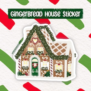 Lebkuchenhaus Vinyl & Holografisch geschnittene Aufkleber - Weihnachtsaufkleber für Flaschen, Bücher etc