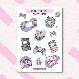 Cosy Gaming Sticker Set - Cute Vintage Gaming Stickers