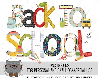 Back To School Alphabet PNG Font Bundle, Pencil Letters Alpha Font, Sublimation Alpha Set Designs PNG, Apple school Font