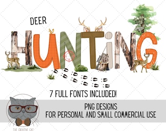 Hunting Alphabet PNG Font Bundle, Deer Hunting Alpha Font, Hunting Alpha, Sublimation Alpha Set Designs PNG