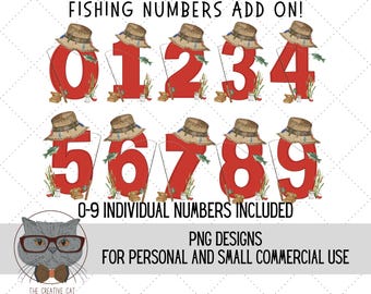 Fishing Numbers PNG Font Bundle, Fishing Birthday Number Font, Fish Alpha, Sublimation Alpha Set Designs PNG, Fishing PNG