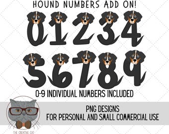 Hound dog Numbers PNG Font Bundle, Dog Birthday Number Font, Football Alpha, Sublimation Alpha Set Designs PNG, Tennessee PNG