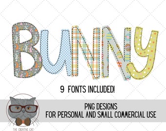 Easter Bunny Alphabet PNG Font Bundle, Cute Rabbit Alpha Font, Easter Egg Alpha, Sublimation Alpha Set Designs PNG