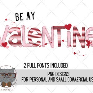 Faux Applique Valentine&#39;s Day Alphabet PNG Font Bundle, Valentine Sublimation Alpha Set Designs PNG