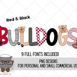 Red and Black Bulldog Alphabet PNG Font Bundle, Football Alpha Font ...
