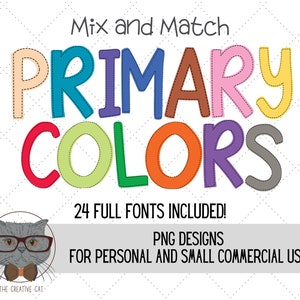 Primäres Solid Alphabet PNG-Schriftpaket, Regenbogen Buchstaben Alpha-Schriftart, Sublimation Alpha Set Designs PNG, Brother / Schwester Crayon Schriftart