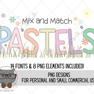 Pastell Solid Alphabet PNG Schriftpaket, süße Buchstaben Alphalaufschrift, Sublimation Alpha Set Designs PNG, Bruder / Schwester Pastellschrift