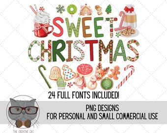 Sweet Christmas Alphabet PNG Font Bundle, Cute Christmas Alpha Font, Summer Alpha, Sublimation Alpha Set Designs PNG