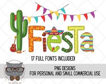Cinco De Mayo Alphabet PNG Font Bundle, Fiesta Letters Alpha Font, Sublimation Alpha Set Designs PNG, Pinata Font