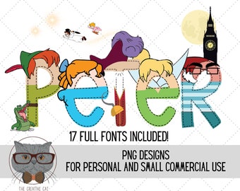 Never Grow Up Alphabet PNG Font Bundle, Tink Letter Alpha Font, Sublimation Alpha Set Designs PNG, Neverland Vacation Font