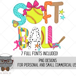 Softball Alphabet PNG Font Bundle, Softball Alpha Font, Sublimation Alpha Set Designs PNG, Ballpark Font