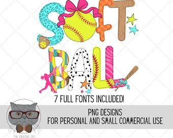 Softball Alphabet PNG Font Bundle, Softball Alpha Font, Sublimation Alpha Set Designs PNG, Ballpark Font