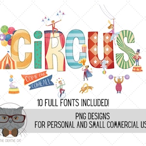 Circus Alphabet PNG Font Bundle, Circus Party Letters Alpha Font, Sublimation Alpha Set Designs PNG, Carnival Font