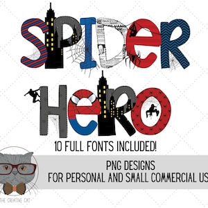 Spinnenheld Alphabet PNG-Schriftpaket, Superhelden-Buchstaben Alpha-Schriftart, Sublimation Alpha Set Designs PNG, Superheld-Schriftart