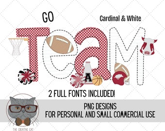 Cardinal and White Faux Applique Football Alphabet PNG Font Bundle, Razorback Football  Alpha Font Sublimation Alpha Set Designs PNG