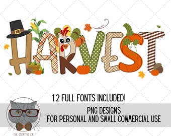Thanksgiving Harvest Turkey Alphabet PNG Font