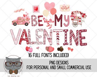 Valentine Alphabet PNG Font Bundle, Cute Love Alpha Font, Candy Alpha, Sublimation Alpha Set Designs PNG