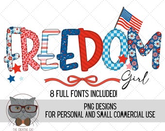 Floral USA patriotic Alphabet PNG Font Bundle, American Flag Letter Alpha Font, Sublimation Alpha Set Designs PNG, Fourth of July Font